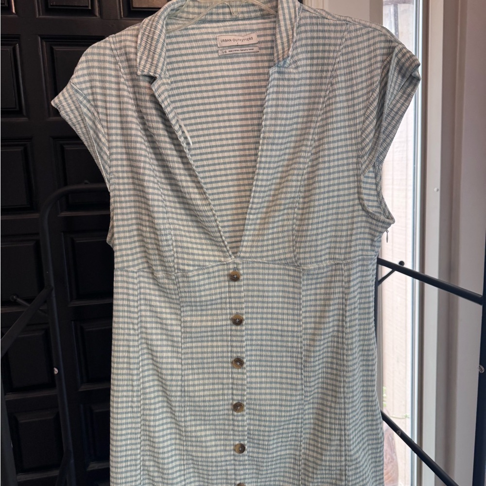 Urban Outfitters Blue and White Checkered Button-Down Dress